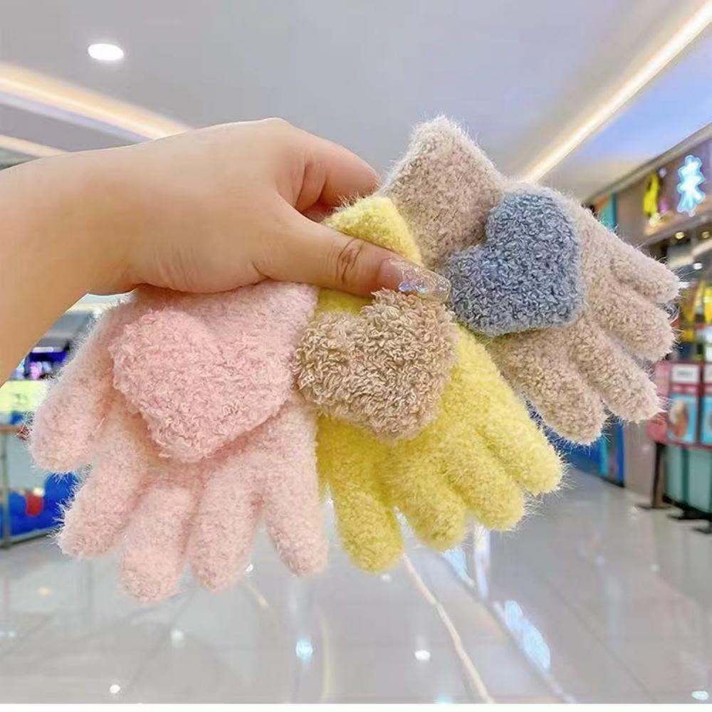 1 Pc Plush Warm Gloves, Loving Winter, Plush and Cute Split Fingers To Prevent Cold, Student Princess Style, Suitable for Cyclin