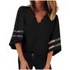 Women's Fashion Casual Solid Color Lace V-neck Sleeve T-shirt Top Blouse