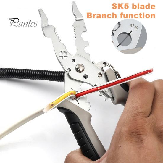 Multifunktionale Abisolierzange Crimper Kabelschneider Zange mit Rutschfestem Griff Elektriker Zange Werkzeuge Kabelabisolierzange