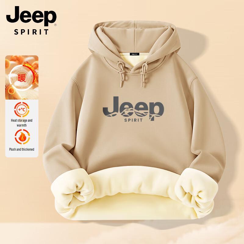 JEEP SPIRIT Men s Thickened Fleece Lined Hooded Sweatshirt 3XL