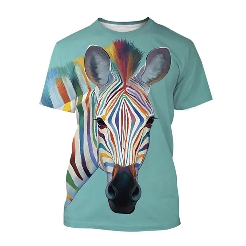 Zebra Animal 3D Printing Breathable Short Sleeve T Shirt Men's Prairie Horse Hip-Hop Style Streetwear Top Streak Zebra T-shirts
