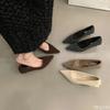 Fashion French black high heels Sharp pointed Women's single shoes New commuting fur shoes Outdoor comfortable ladies pumps 2025 Zapatos