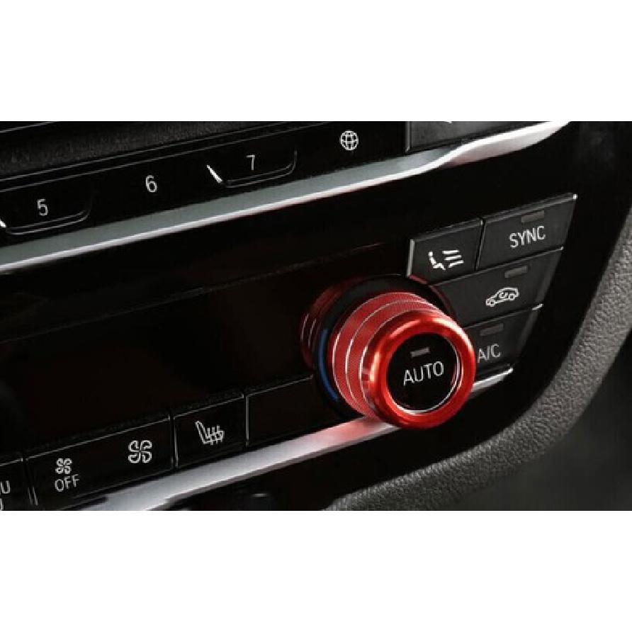 For BMW 5 Series G30 2018- Red Aluminum Middle Console Ac Knob Cover Trim 3X
