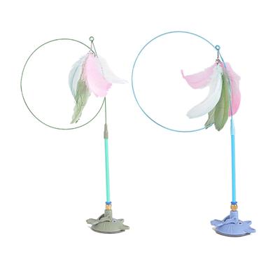 Interaktiver Saugnapf Katzen-Reizstock Spielzeug Katzen Indoor-Trainings-Federstab Jagdstab Spielzeug Katzen-Reizbedarf