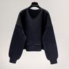 No Hat Hoodies Women O-neck Solid Color Zippers Front Pockets Autumn Female Long Sleeve Hoodie Korean Loose Fashion All-match