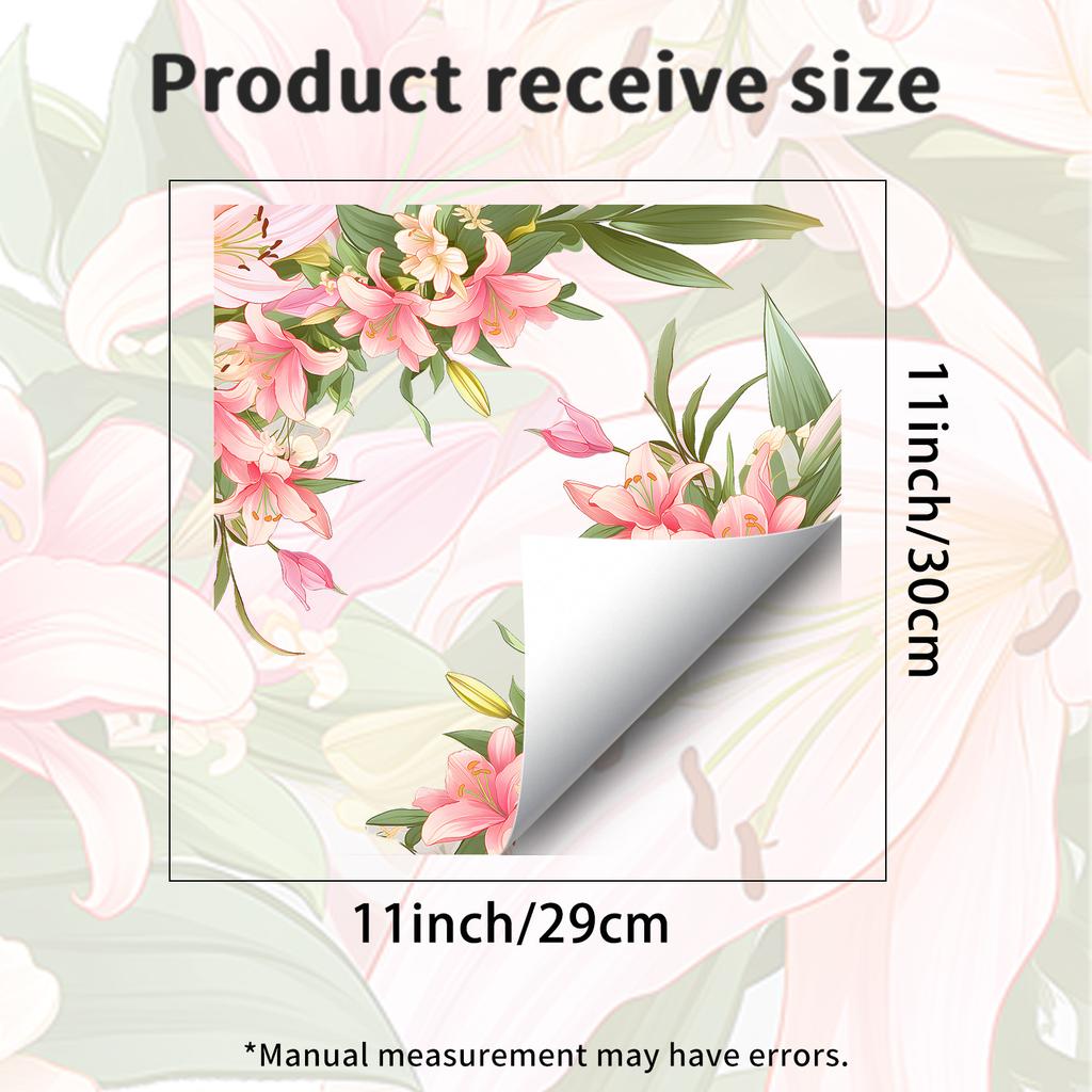 Pink Lily Corner Window Stickers Are Suitable for Bathroom Doors, Living Room and Bedroom.
