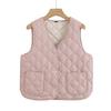 Crew neck quilted warm windproof vest down cotton vest cotton top warm jacket new autumn and winter