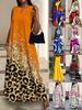 Plus Size African Impressionist Gold Leopard Sleeveless Long Dress