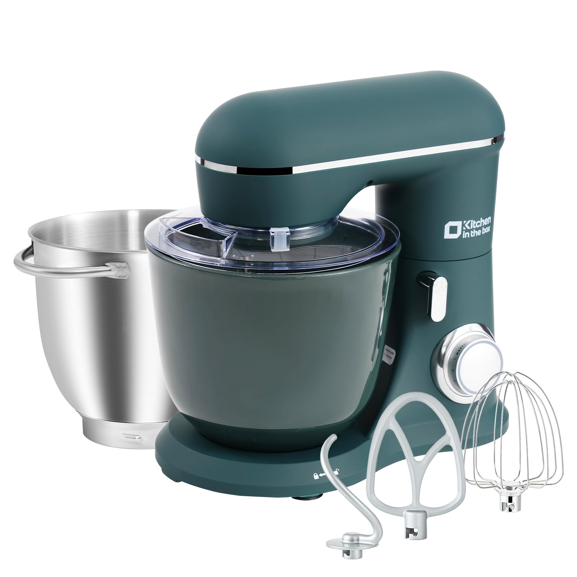 

Kitchen in the box Stand Mixer Double Bowl Large Capacity Tabletop Mixer 10 Speed Adjustments Comes with 3 Types of Attachments for Home and