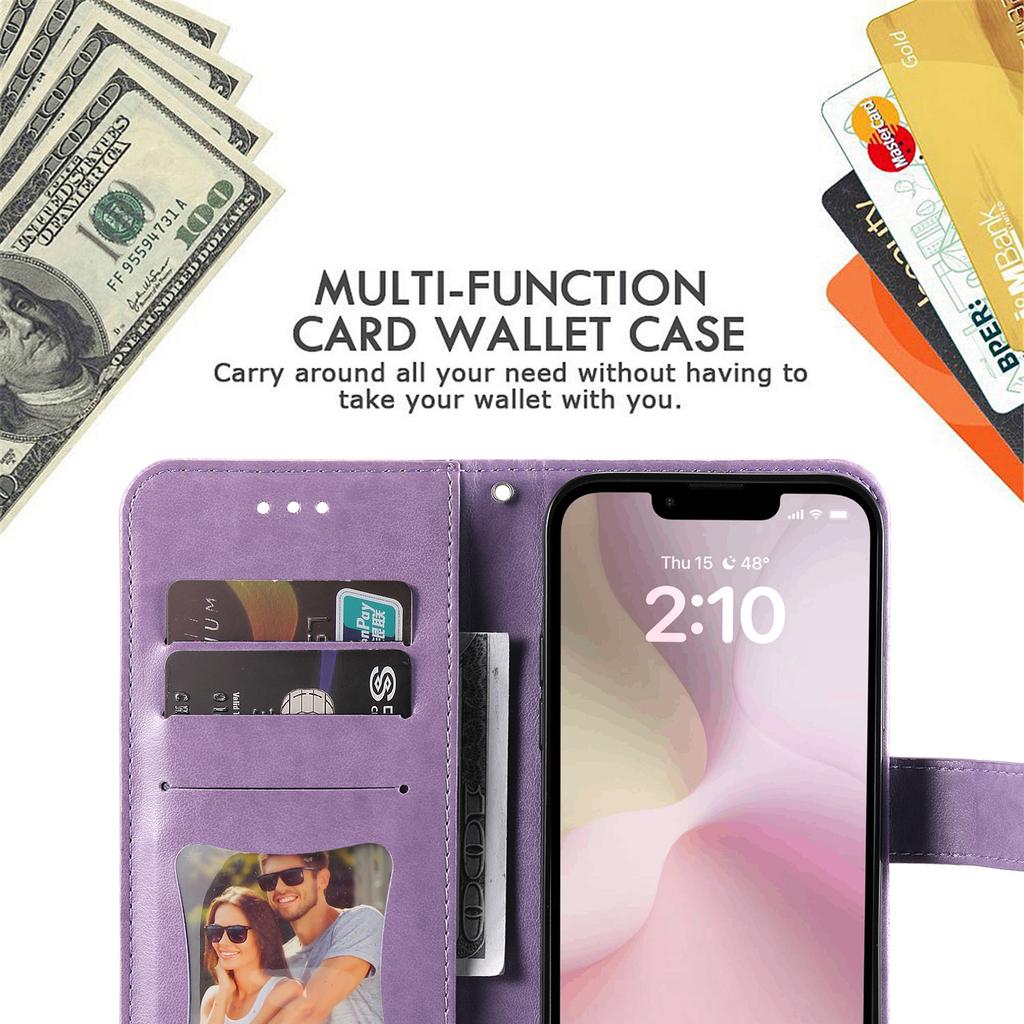 For iPhone 16e Case Floral Pattern PU Leather Wallet Stand Phone Cover