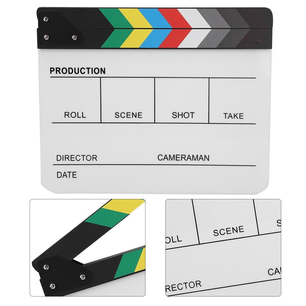 Clapă de Scenă Acrilică Director TV Film Acțiune Clapă Film Recuzită Tăietură cu Marker(Culoare albă)