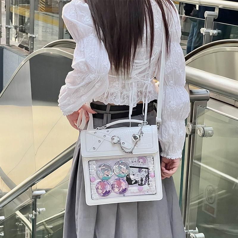Women Gothic Backpack Kawaii Ita Bag Fashion Shoulder Bag Cute Girls Transparent Pocket Crossbody Bag New DIY Badge Knapsack