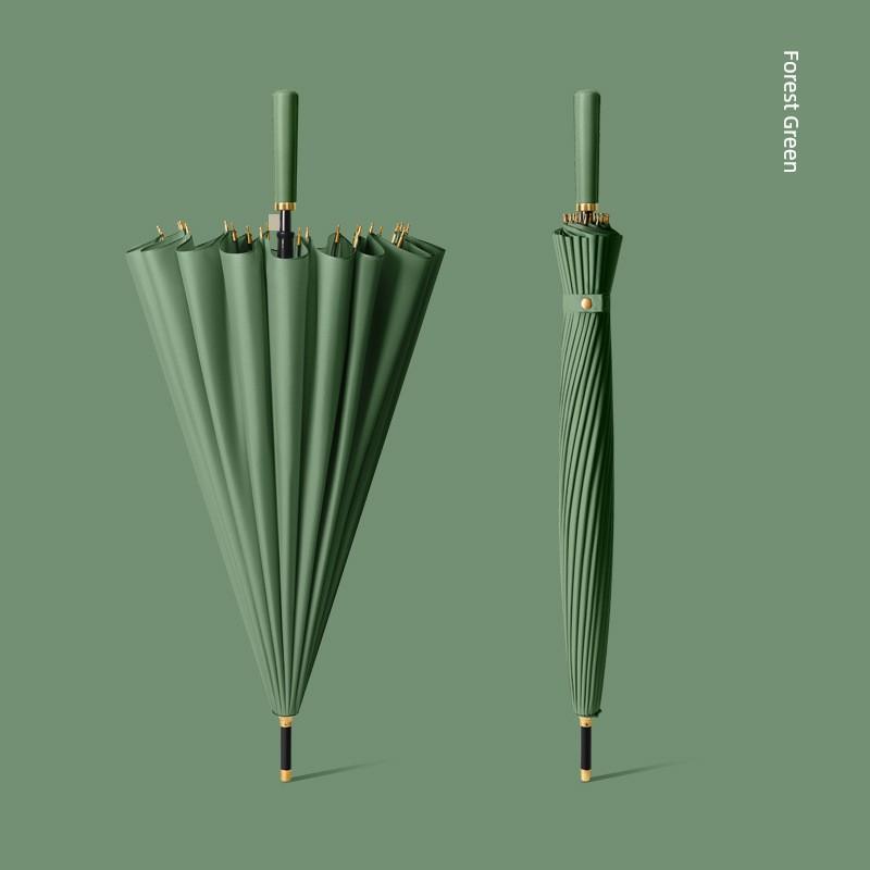 24-Rib Automatic Umbrella, Large Business Straight Umbrella, Double-Handle Factory-Printed Logo Advertising Long-Handle Umbrella