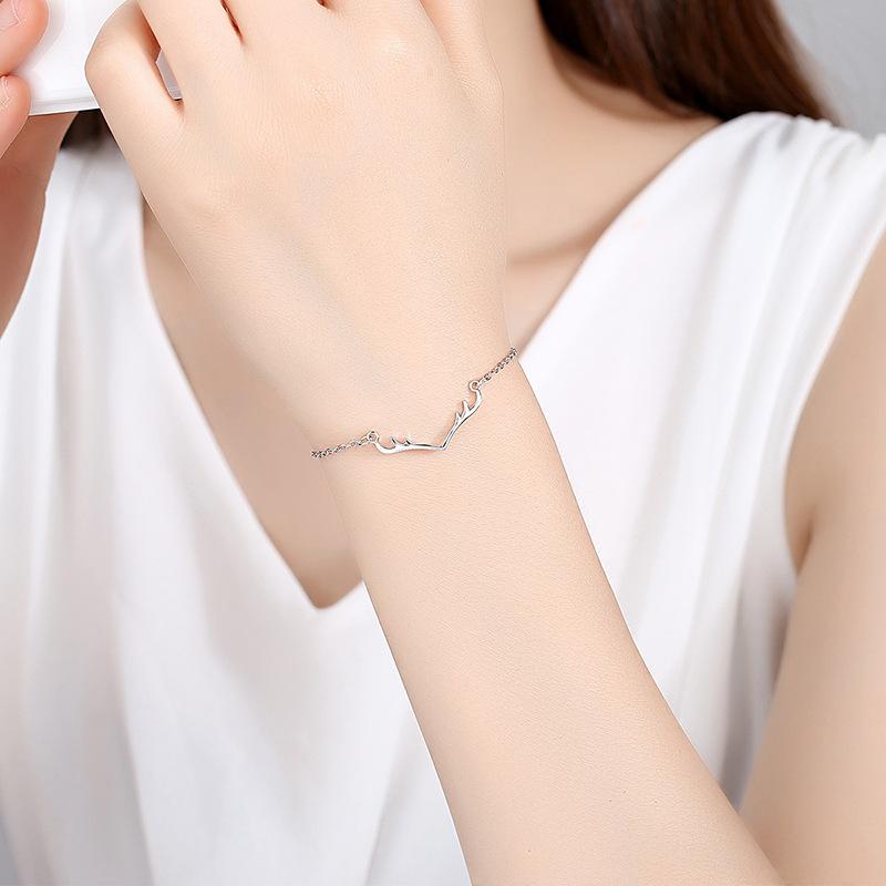 Yi Lu You You – Bracelet en argent Sterling S925, bijoux à main en forme de bois pour femmes, bijoux simples en argent poli à la mode