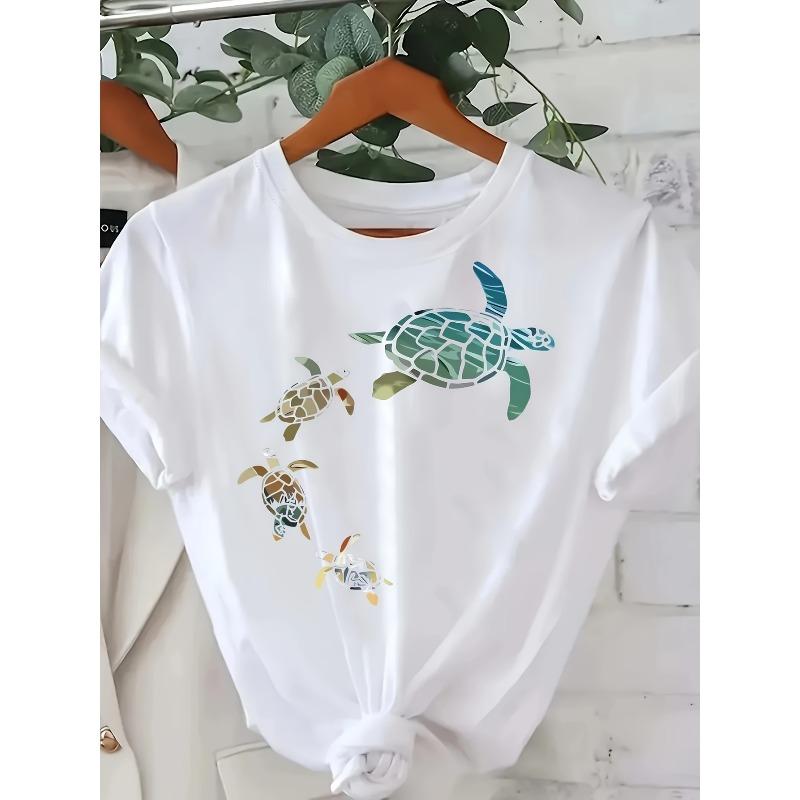 

Европейский размер Модная женская футболка с круглым вырезом и принтом букв и мультфильмов, Простой дизайн, Удобная и дышащая S белый