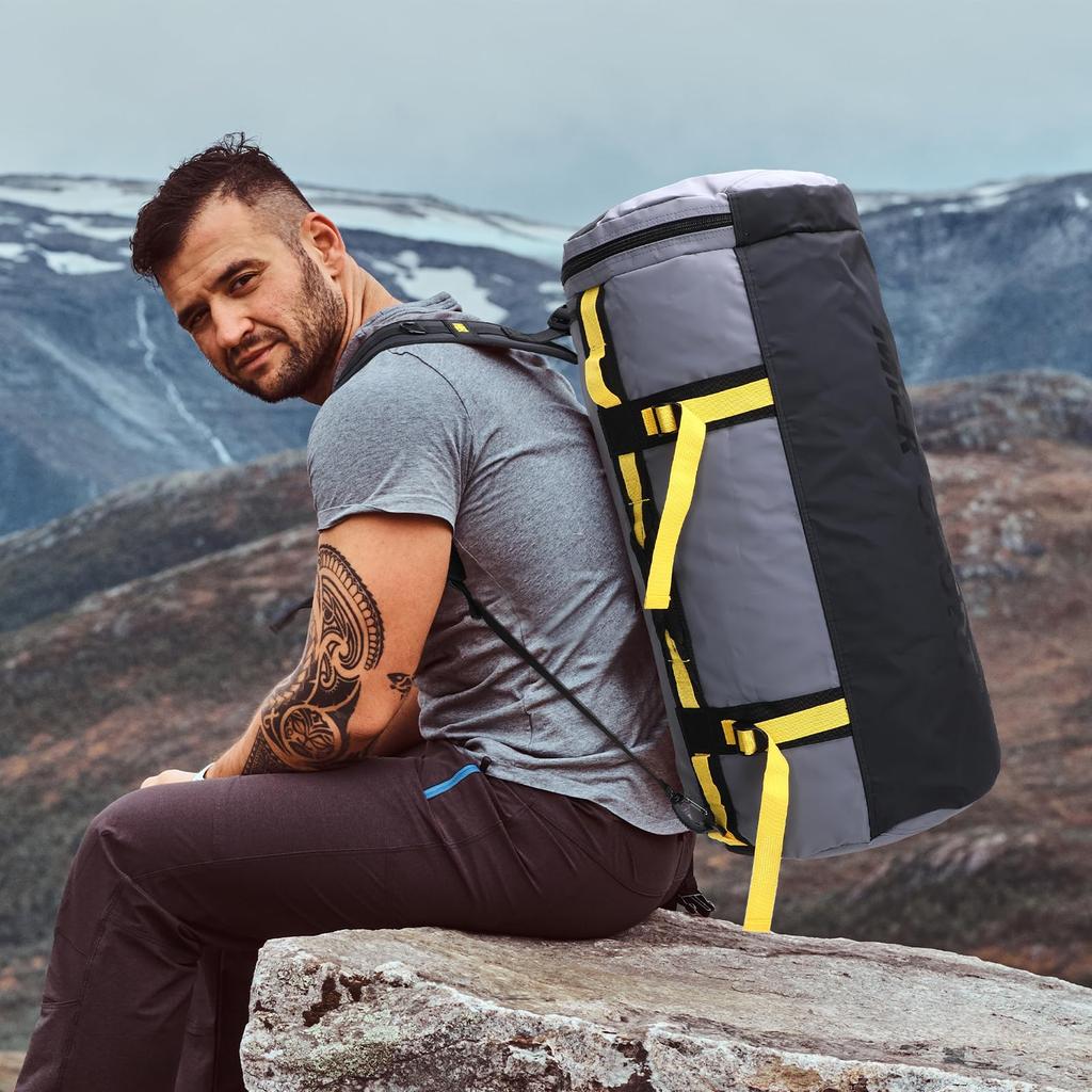 MIER Large Outdoor Duffle Sports Gym Bag with Convertible Gray Backpack, Backpack, Waterproof, 90L,