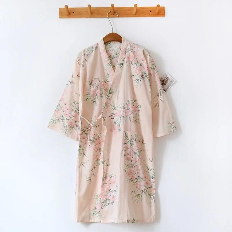 Ladies Cotton Kimono Bathrobe Loose Homewear Pajamas Robes for Women Multi Colors Printed Cardigan Sleep Wear Womens Robe