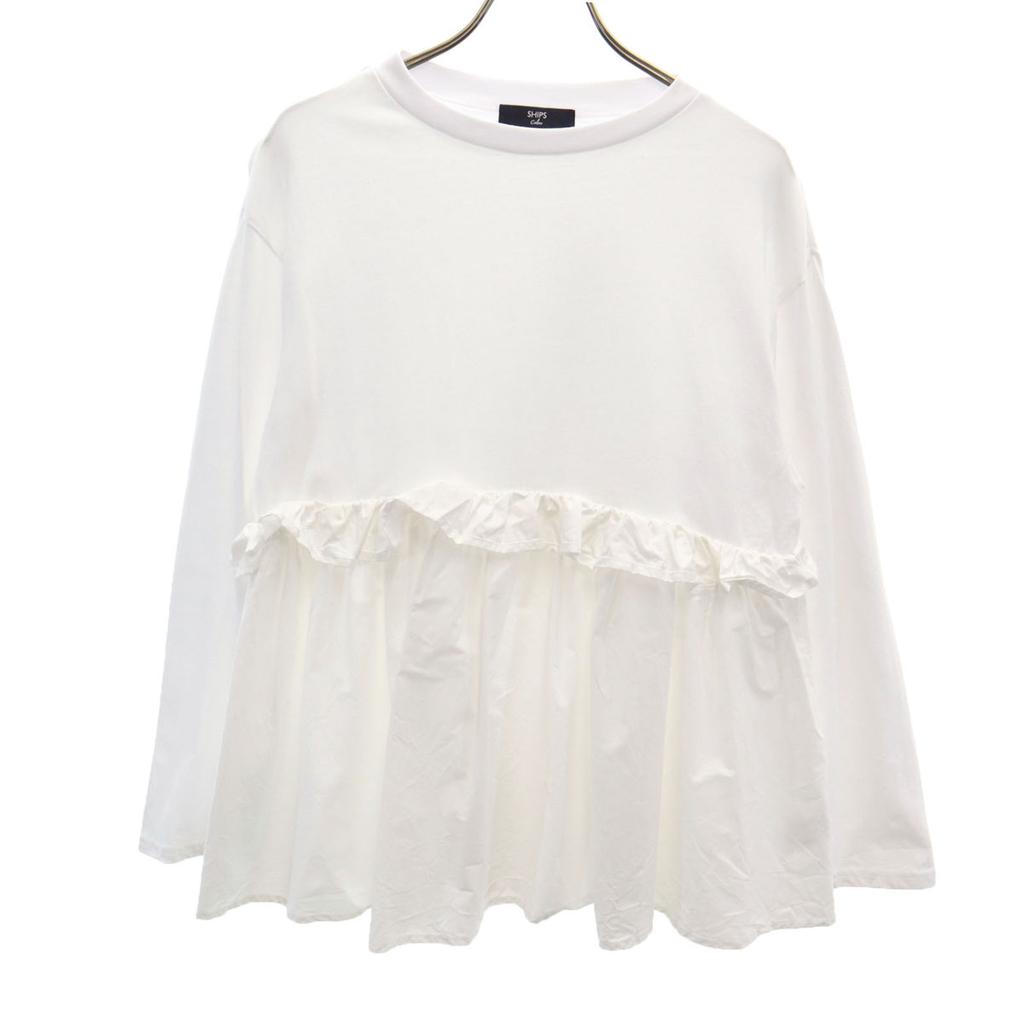 SHIPS Colors Long sleeve Frill Cut white Women Used