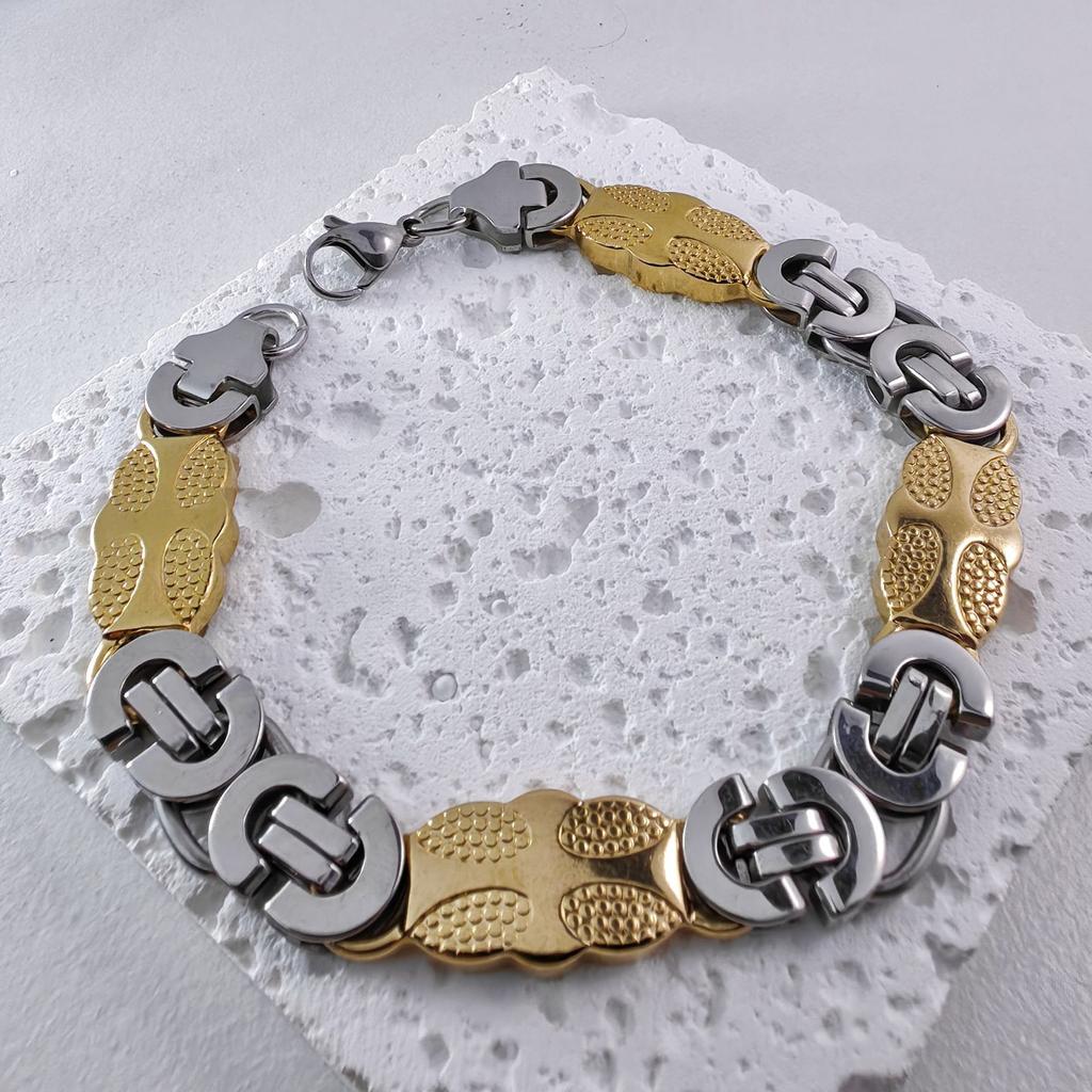 Hip Hop 6mm 9mm 11mm Cross Cuban Link Bracelet Stainless Steel 18K Gold Plated Punk Wrist Jewelry for Men