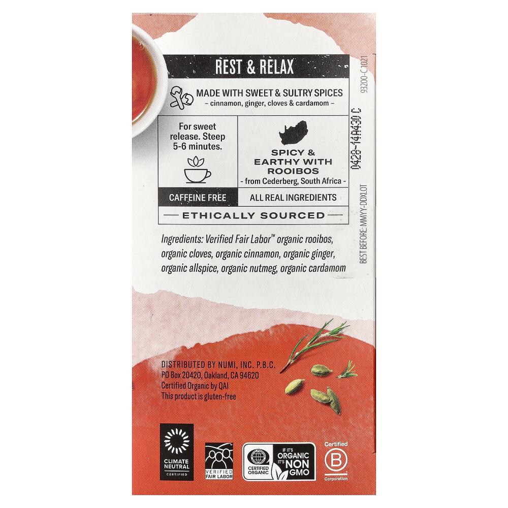 Numi Organic Tea Herbal Rooibos Chai Caffeine-Free 18 Tea Bags 48.6g (1.71oz)