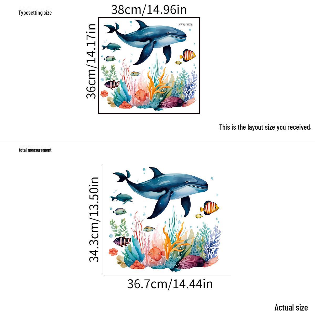 

Наклейки на стену в ванной с изображением черепахи и кита - самоклеящиеся украшения