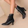 Lace-up Women Ankle Boots Middle Heels Custom Lace Pointed Toe Autumn Winter Women Shoes Black Red White Short Booties WSH4927