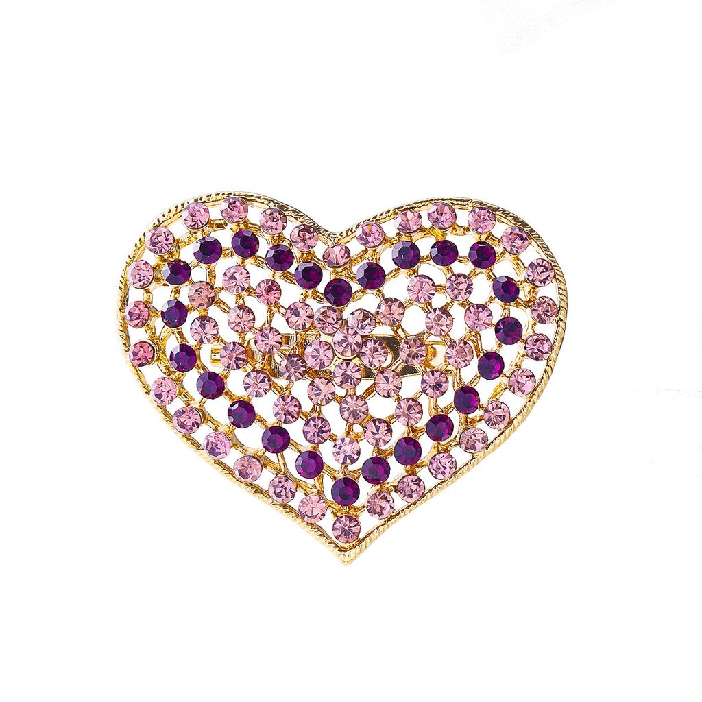 Fashion Hot-selling Hollow Love Brooch Temperament Elegant Alloy Diamond-encrusted Peach Heart Blazer Jewelry Corsage
