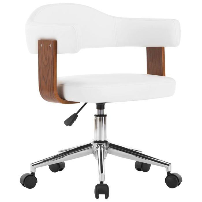 VidaXL Chaise pivotante à dîner Blanc Bois courbé et similicuir
