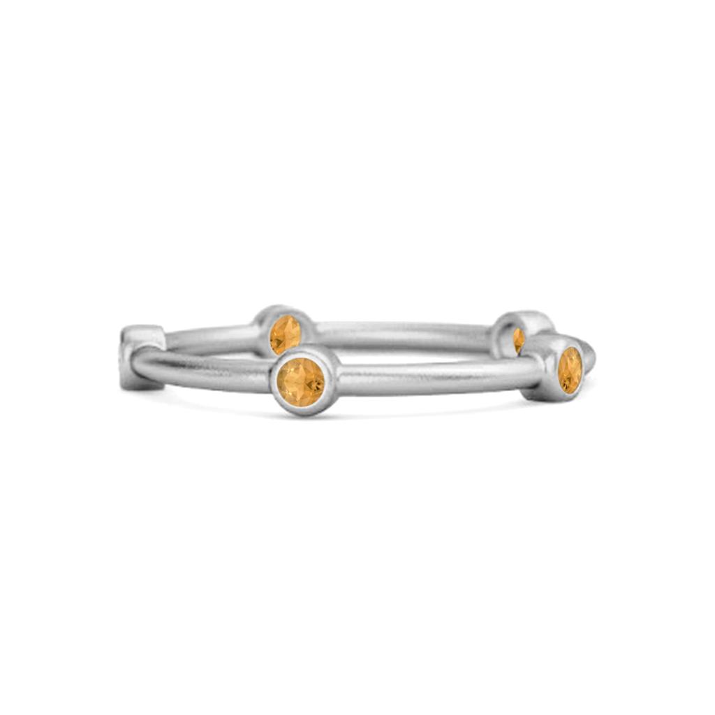 Citrine Bezel Station Contemporary Minimalist Ring- 925 Sterling Silver
