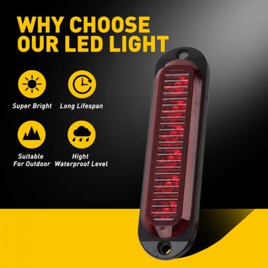 4X Red Lamp Light 6LED Truck Trailer Clearance Marker Side Lights 12V Waterproof