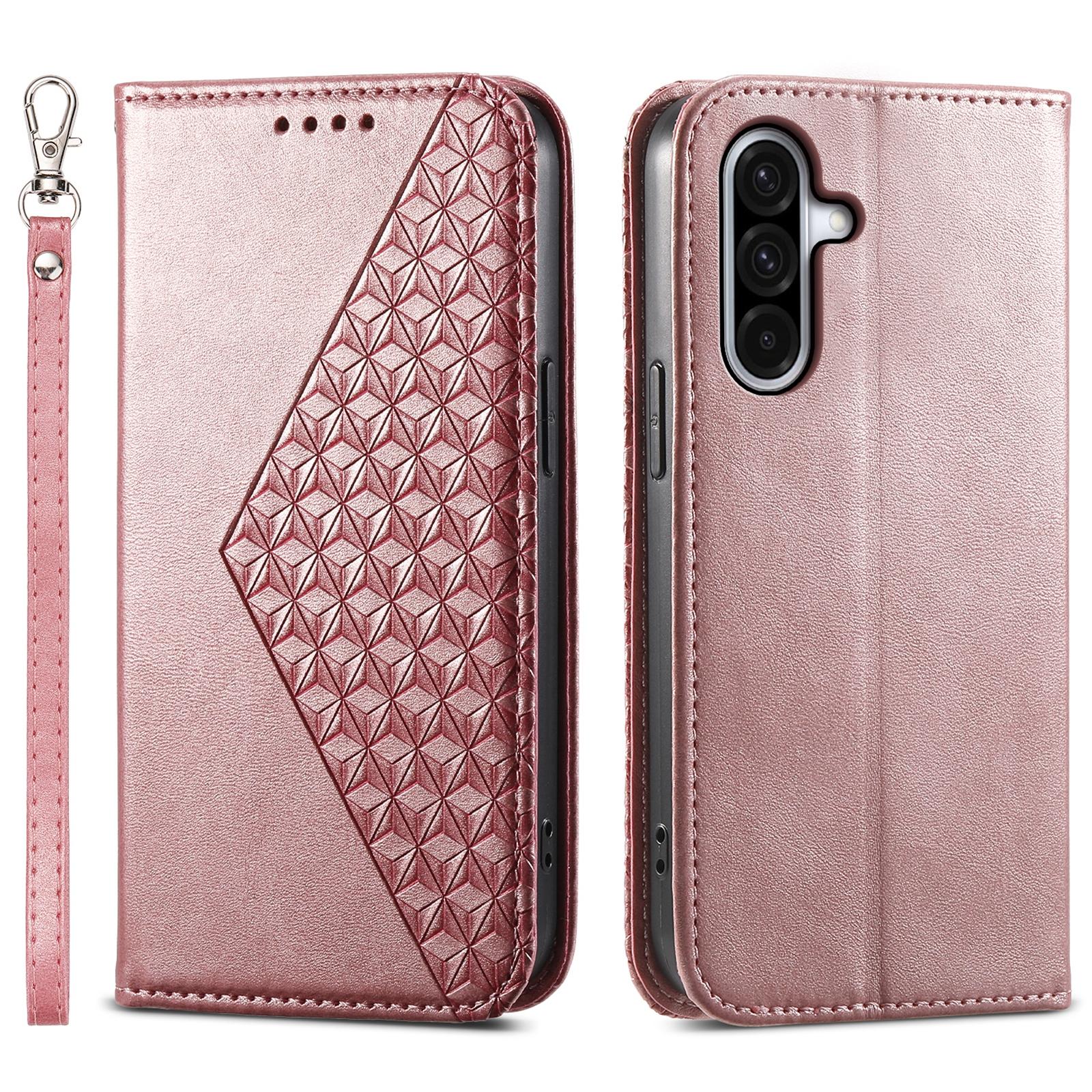 

Чохол для Samsung Galaxy A56 5G з текстурою телячої шкіри, ПУ шкіряний чохол для телефону з гаманцем Rose Gold