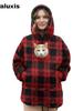 Fleece Hooded Sweatshirt Poncho Loose Casual Warm Sweater