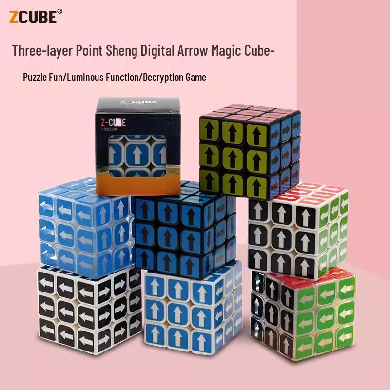 ZCUBE 3x3 Transparent Arrow Magic Cube - Smooth, Personalized Educational Toy with UV Printing