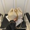 New straw bag 2026 summer new beach bag chain bag shoulder messenger women's bag diamond bucket bag