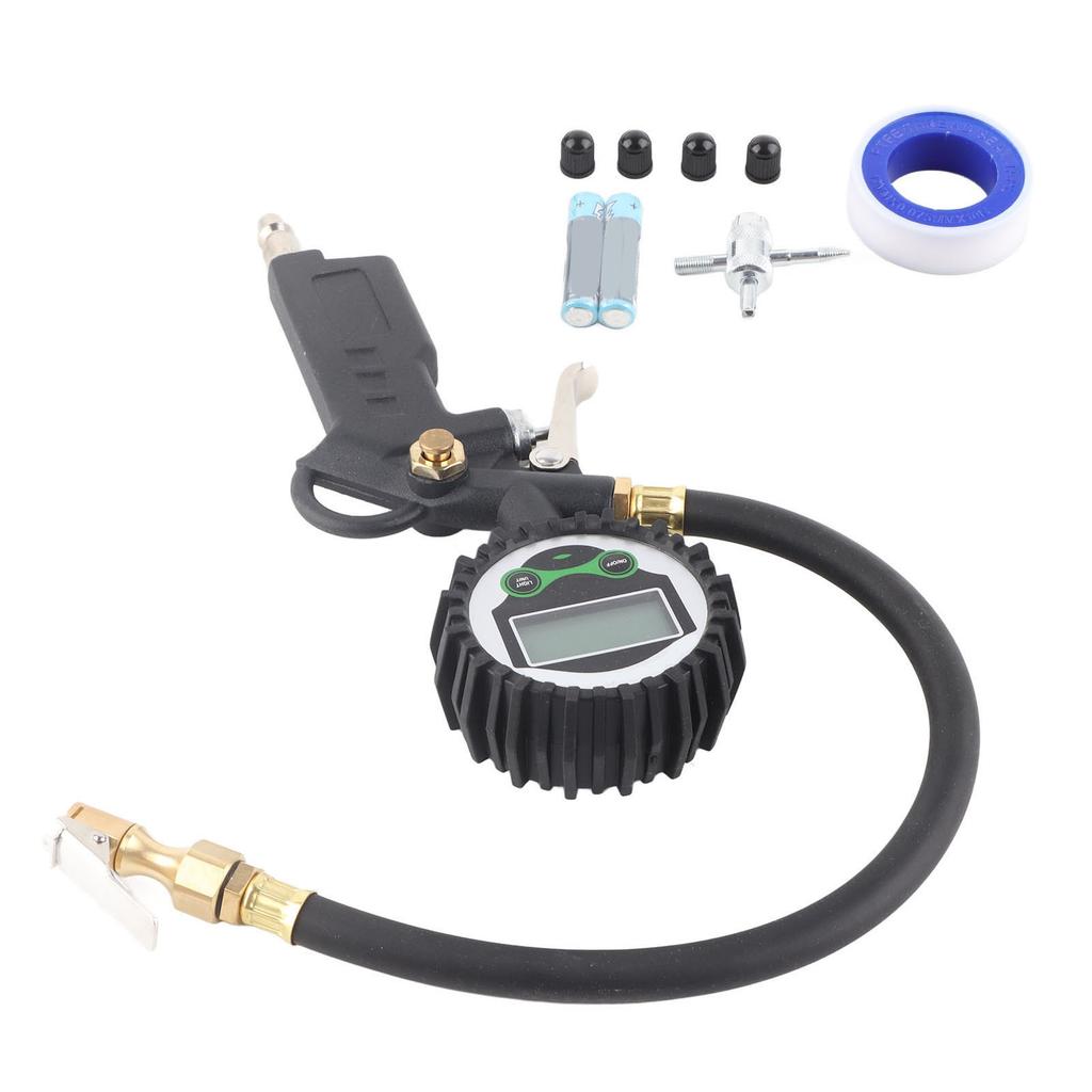 LCD Tire Inflator with Digital Pressure Gauge 1 4in NPT Quick Connector 200Psi Tire Inflator