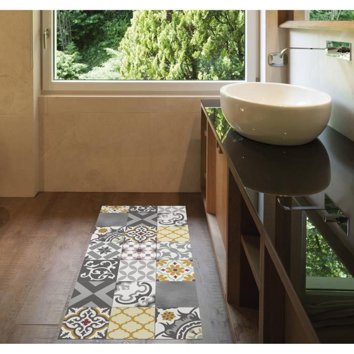 Tapis En Vinyle - Storplanet - Croma Patch - Gris Et Ambrée - 50 X 110 Cm - Antidérapant