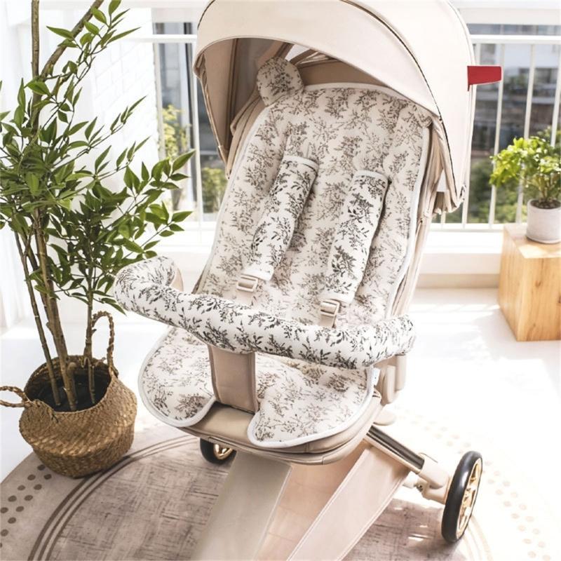 Doublure de siège pour poussette bébé avec motif imprimé Coussin de siège de landau Ensemble de coussinets pour accoudoir de siège-ceinture Accoudoir Coussinet Doublure de poussette