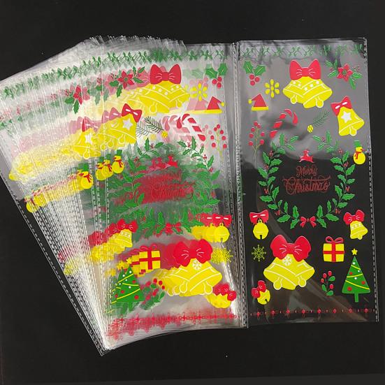 50 szt. Świąteczne torebki do pieczenia Przezroczysty nadruk Kreskówkowy do pakowania ciasteczek Nadruk świąteczny Torebki na pieczywo piekarnicze dla piekarni
