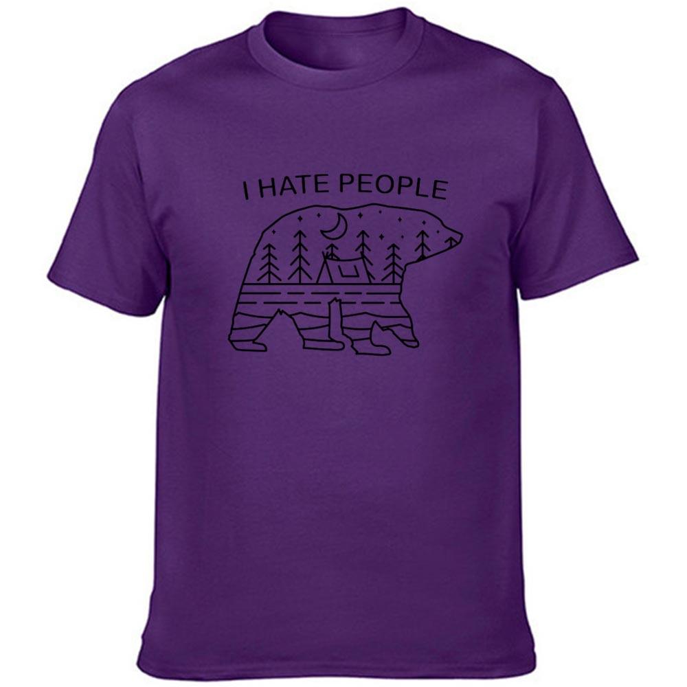 I Hate People Print T Shirt Love Camping Funny Vintage Short Sleeve Shirts Streetwear Comfortable Crew