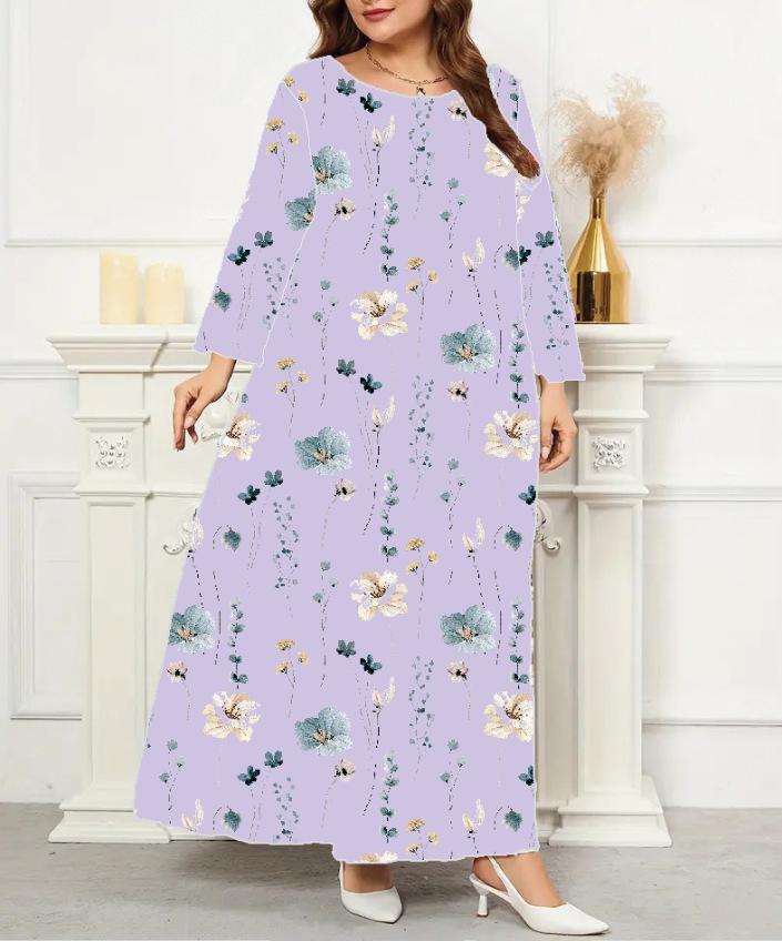2026 Elegant European and American Women s Fashion Printed Long Casual Dress 2XL