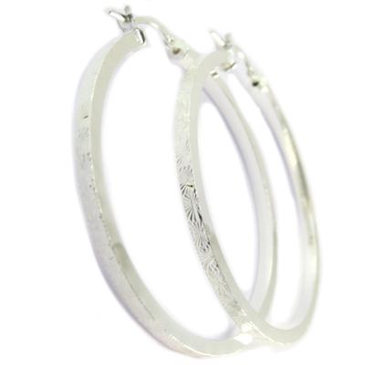 [P2338] - Silver 'Choréographie' Hoop Earrings (rhodium-plated) - 35 Cm 2 Mm (diamond-plated)