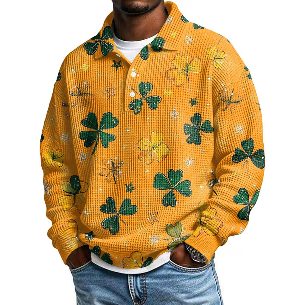 Pánská ležérní košile s krátkým rukávem, ležérní, na Svátek svatého Patrika, letní, jarní, s límcem, na knoflíky