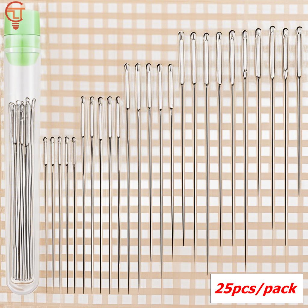 25Pcs/box Large Eye Stitching Needles Sewing Needles Handmade Leather Needle Steel Yarn Knitting Needles Sewing Tool Set