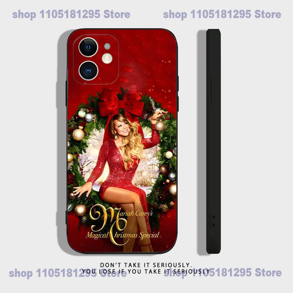 M-Mariah Singer Carey Christmas Phone Case For iPhone 17,16,15,14,13,12,11,X,XR,XS,Plus,Mini,Pro,Max Soft black Shockproof Cover