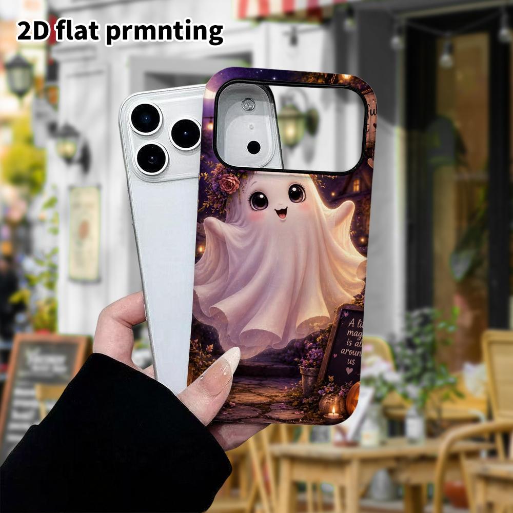 Phone Case: 2D Flat Design Suitable for iPhone 18, 17, 16, 15, 14, 13 Pro Film Protective Case, Couple Style, Cute Ghost, Christmas and Halloween Gift