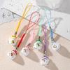 Portable Lucky Cat Phone Charm Assorted Color Lucky Cat Key Rings Decoration With Bells For Positive Energy