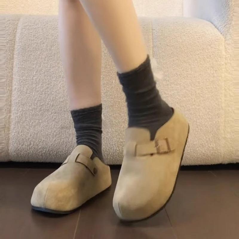 Thick-soled inner height increase women's spring new models, small people wear women's shoes with one foot, a bag head and half slippers