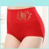 Celebratory Red High Waist Cotton Underwear With Golden Print For All Seasons