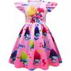 Mädchen Troll Kleid Flatterärmel Kleid Cartoon Animationsfilm Charakter Mode Druck Niedliches Freizeitkleid