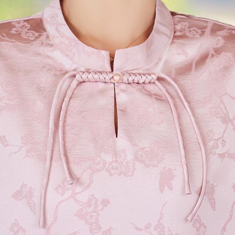 Pasite New Chinese Style Short Sleeve Top & Pants Set for Middle-Aged Women